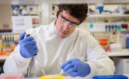 Associate Professor Geoffrey Faulkner in the lab.